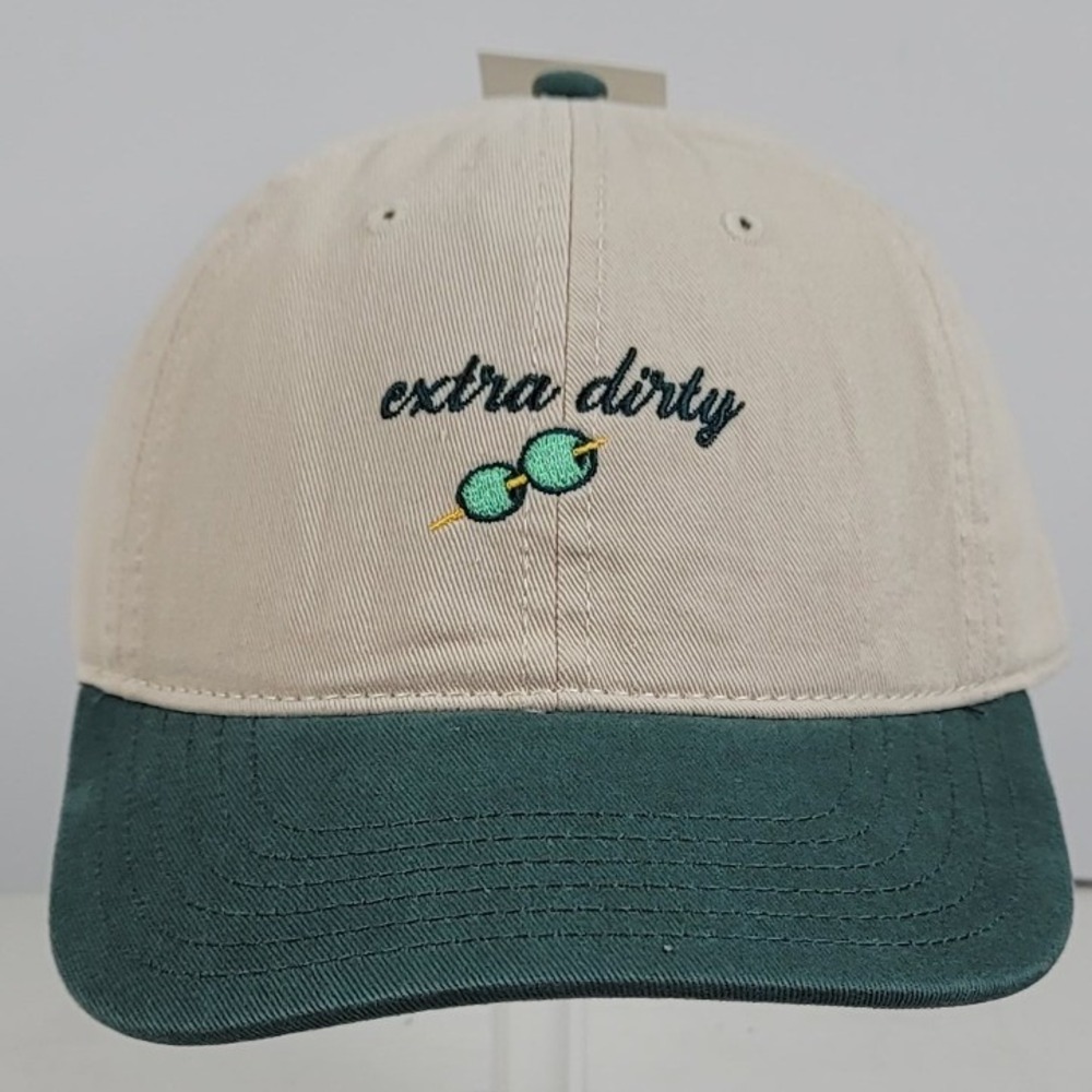 Mighty Fine Extra Dirty Martini Olive Baseball Cap Hat Khaki Green OSFM NWT